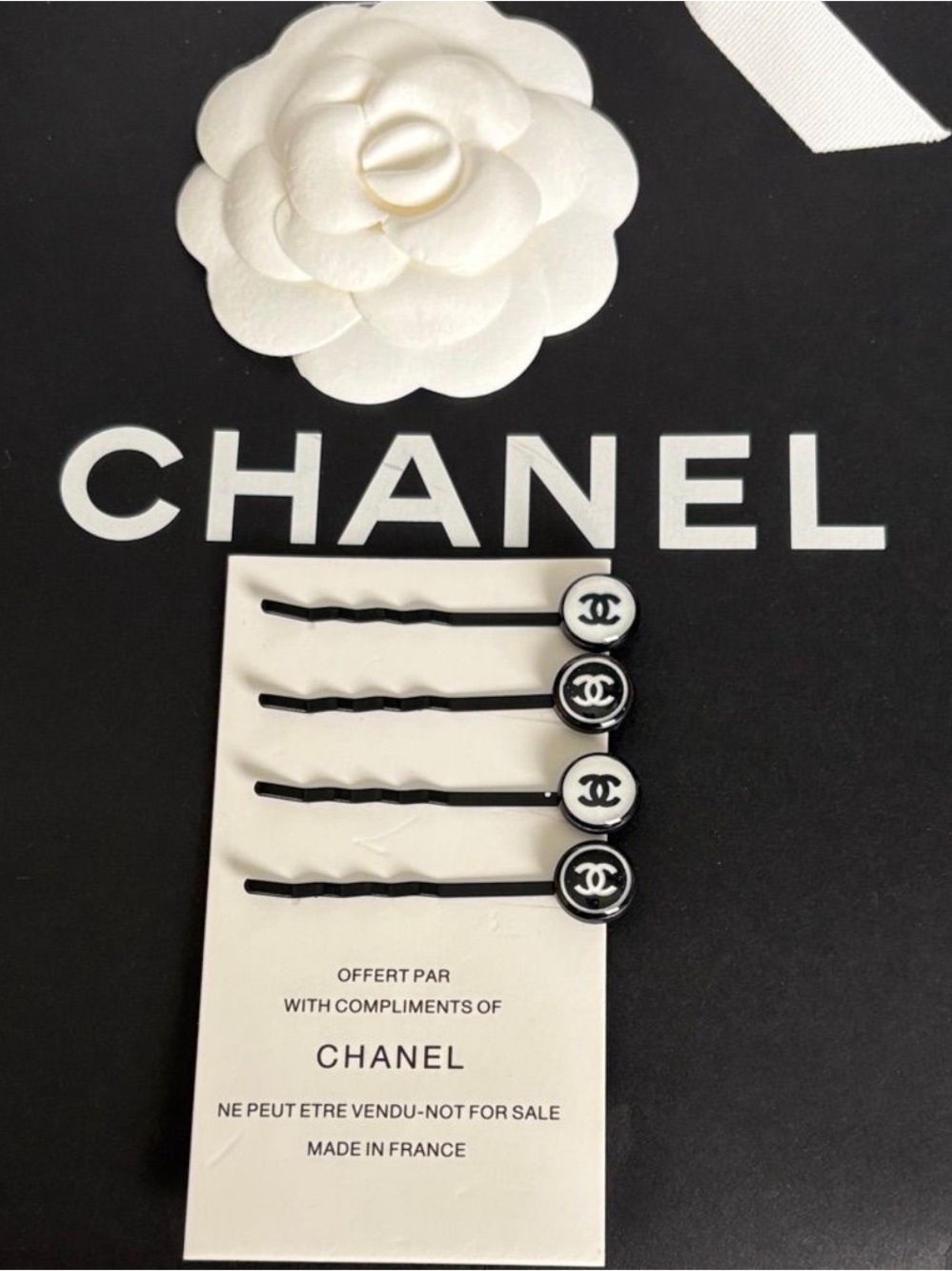 GWP Black & White CC Logo hair Pin Set